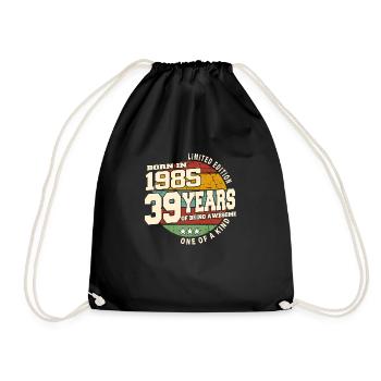 1985 Vintage Retro Classic 39 Jahre - Turnbeutel - Schwarz - Vorne