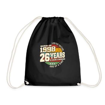 1998 Vintage Retro Classic 26 Jahre - Turnbeutel - Schwarz - Vorne