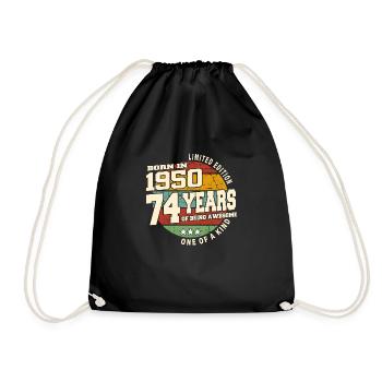 1950 Vintage Retro Classic 74 Years - Drawstring Bag - black - Front