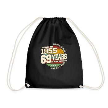 1955 Vintage Retro Classic 69 Years - Drawstring Bag - black - Front