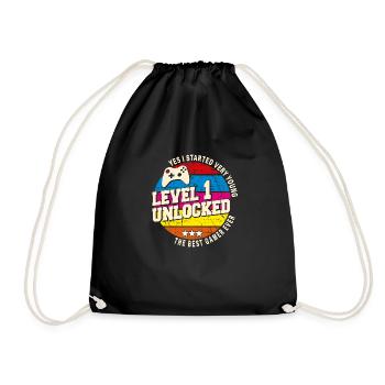Original 2023 Vintage Level 1 Unlock - Drawstring Bag - black - Front