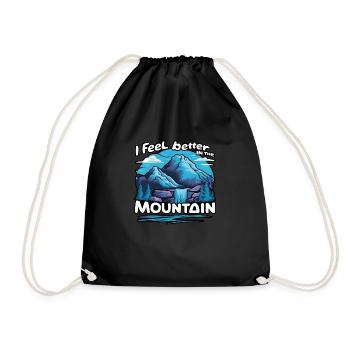 mountain nature hiking climbing lake - Drawstring Bag - black - Front