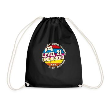 Original 2003 Vintage Level 21 Unlock - Drawstring Bag - black - Front