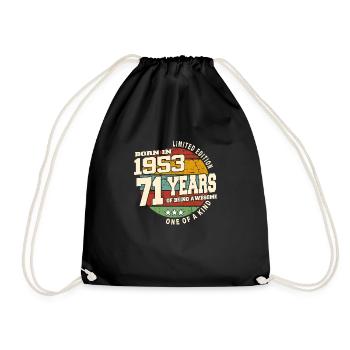 1953 Vintage Retro Classic 71 Years - Drawstring Bag - black - Front