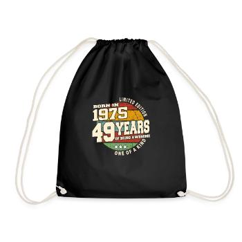 1975 Vintage Retro Classic 49 Jahre - Turnbeutel - Schwarz - Vorne