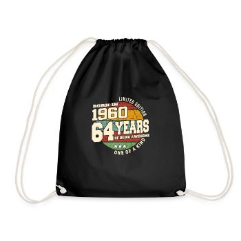 1960 Vintage Retro Classic 64 Years - Drawstring Bag - black - Front