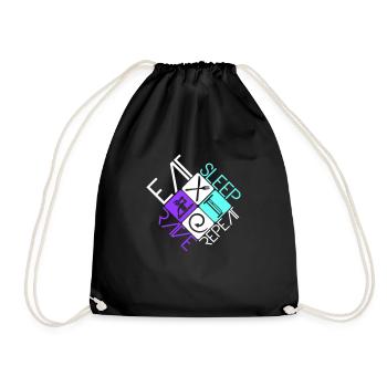 Eat Sleep Rave Repeat Food Sleep Raven Saying - Drawstring Bag - black - Front
