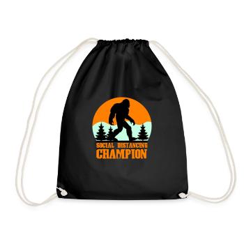 big foot social distancing - Drawstring Bag - black - Front