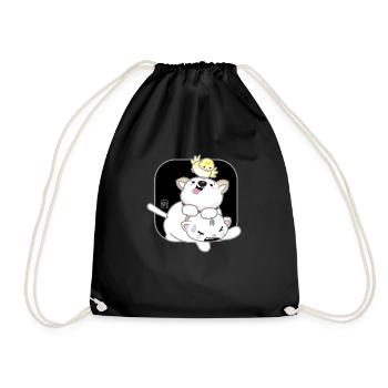 Dog Korean - Japanese Style 12 - Drawstring Bag - black - Front