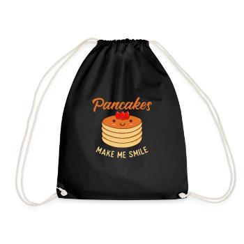 Pancakes Make Me Smile - Pancake Lover Flapjacks - Drawstring Bag - black - Front