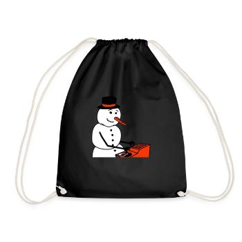 Winter DJ Snowman Mixer Mixer Music Party - Drawstring Bag - black - Front