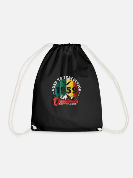 Vintage Birthday 1959 - 1959 Retro Gift Idea - Drawstring Bag - black