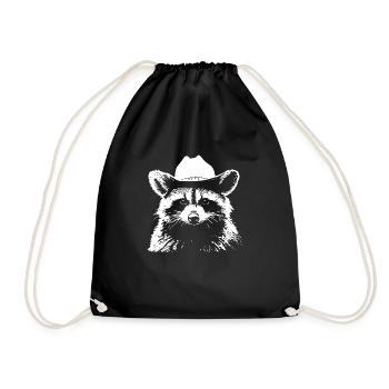 Waschbär Cowboy - Turnbeutel - Schwarz - Vorne