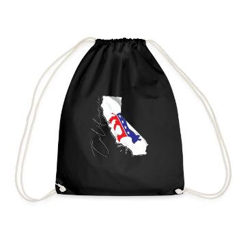 Democrat Flag in California State Landkarte CA - Turnbeutel - Schwarz - Vorne