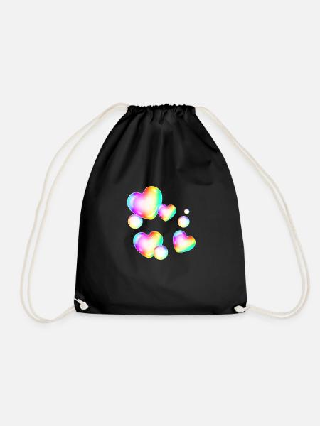 bunte Seifenblasen Herzform - Turnbeutel - Schwarz