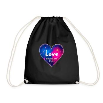 Love beyond the Stars Heart Design - Drawstring Bag - black - Front