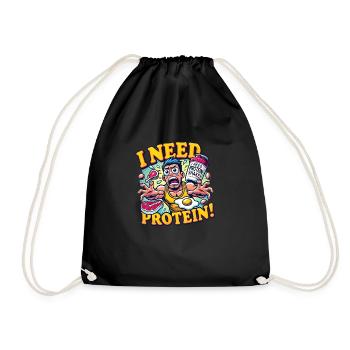 J’ai besoin de protéines – du carburant pour gagner ! 💪🍗🥚 - Sac de sport léger - noir - Devant