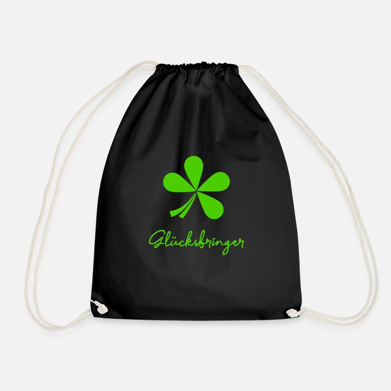 Shamrock Lucky Charm - Drawstring Bag - black