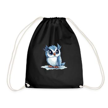 blue owl - Drawstring Bag - black - Front