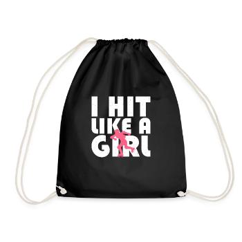 I Hit Like A Girl Roller Derby Skating - Drawstring Bag - black - Front