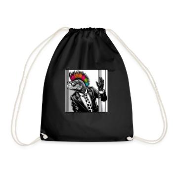 Lizard T-shirt Costume Reptile Stylish Swag - Drawstring Bag - black - Front