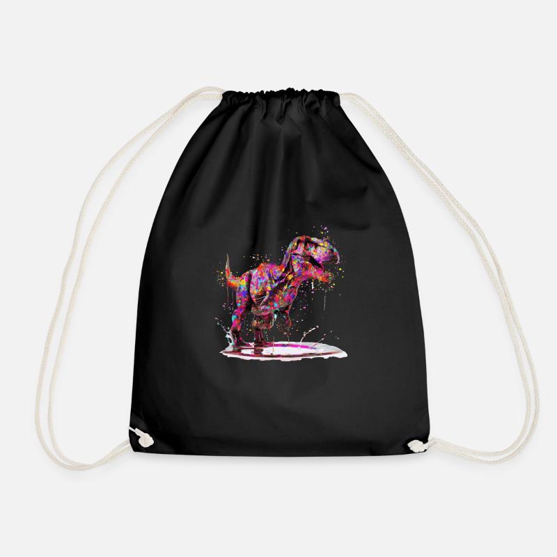 Color Revolution – T-Rex with Style - Drawstring Bag - black
