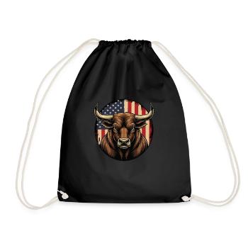 Patriotic Bull USA – Western Cowpoke Rancher - Turnbeutel - Schwarz - Vorne
