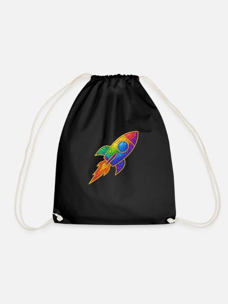 GlitzerRakete Regenbogen Durchstarter Glitzer Gold - Turnbeutel - Schwarz