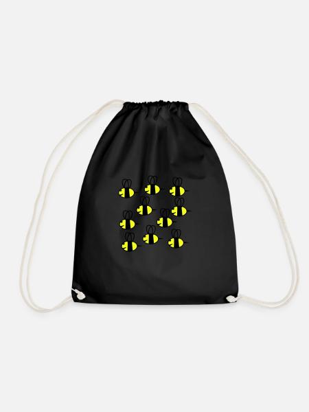 swarm of friendly bees - Drawstring Bag - black