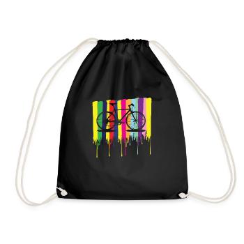 rainbow colors bicycle - Drawstring Bag - black - Front