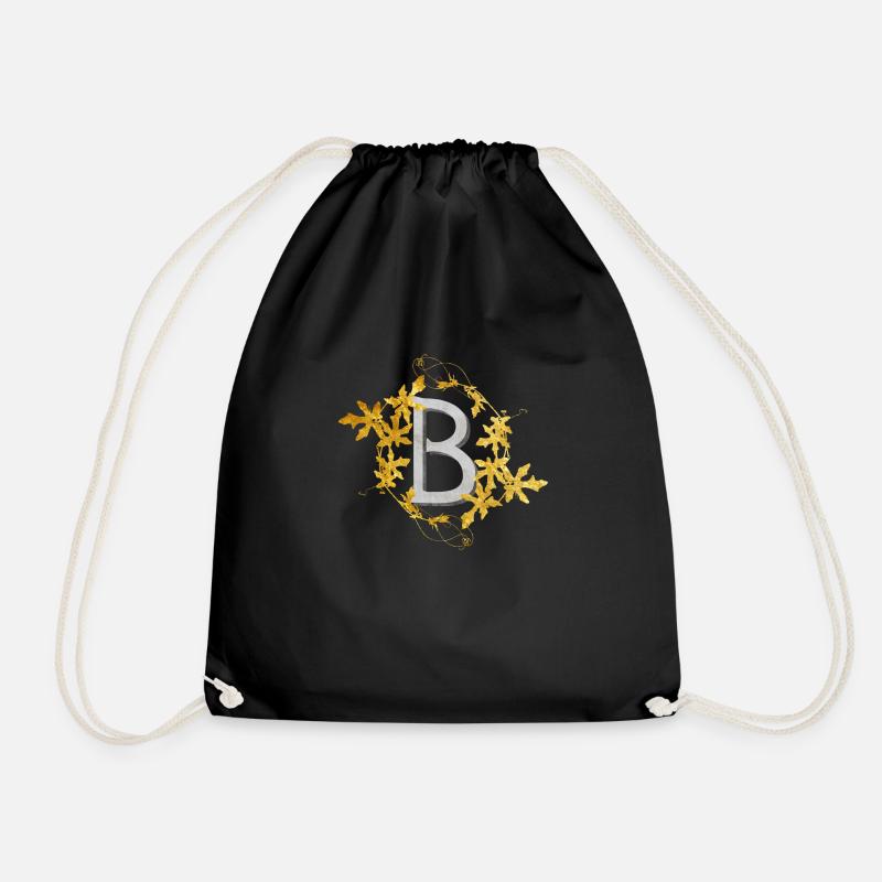 monogram-B - Drawstring Bag - black