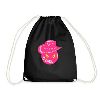 bowling cowboy hat face cartoon - Drawstring Bag - black - Front