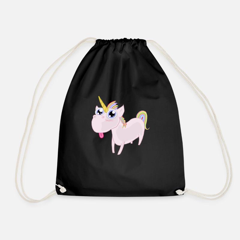 Tiny unicorn - Drawstring Bag - black