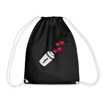 coffe love Kaffee Liebe - Turnbeutel - Schwarz - Vorne