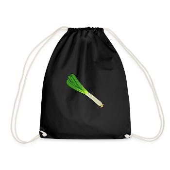 Broad-leaved leek leek leek onion vegetable garden - Drawstring Bag - black - Front