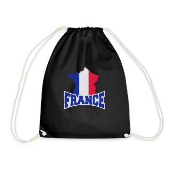 France Map Logo - Drawstring Bag - black - Front