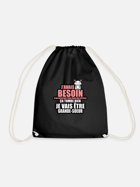 besoin d'un assistant je vais être grande-soeur - Sac de sport léger - noir