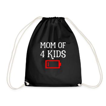 Tired Mom Of 4 Kids Mother Of Four Children Gift - Drawstring Bag - black - Front