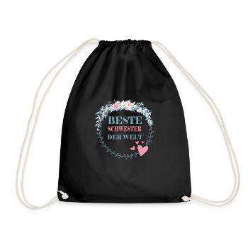 Beste Schwester der Welt Geschenkidee - Turnbeutel - Schwarz - Vorne