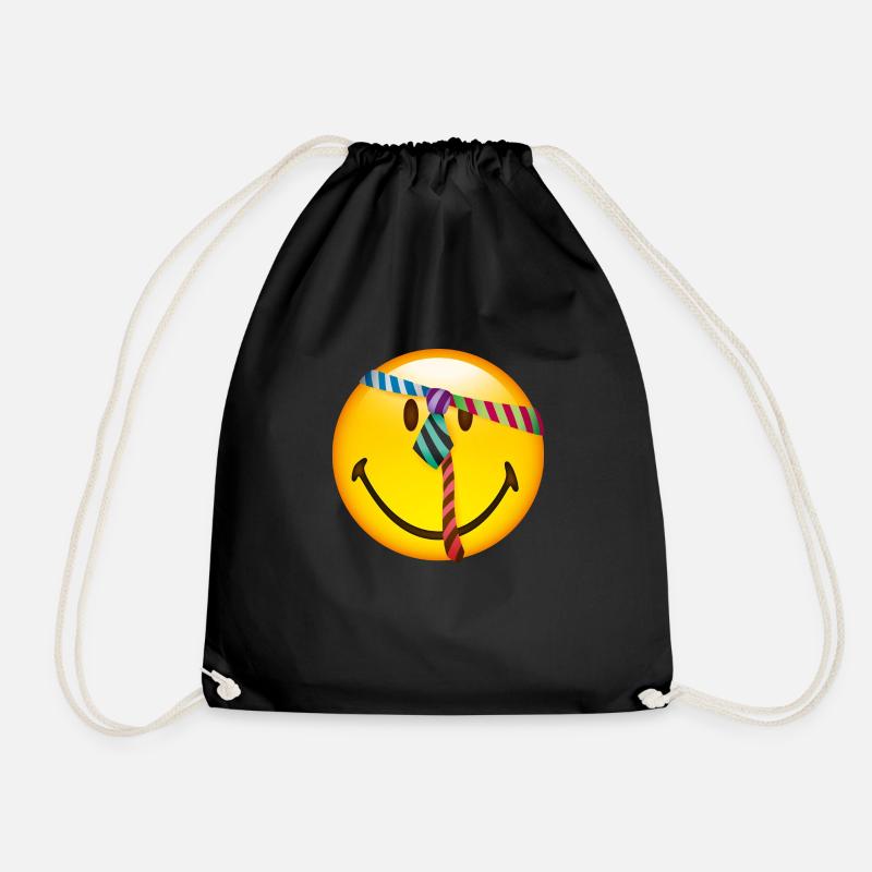 Smiley Tie - Drawstring Bag - black