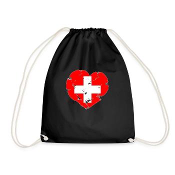 My heart beats for Switzerland! - Drawstring Bag - black - Front