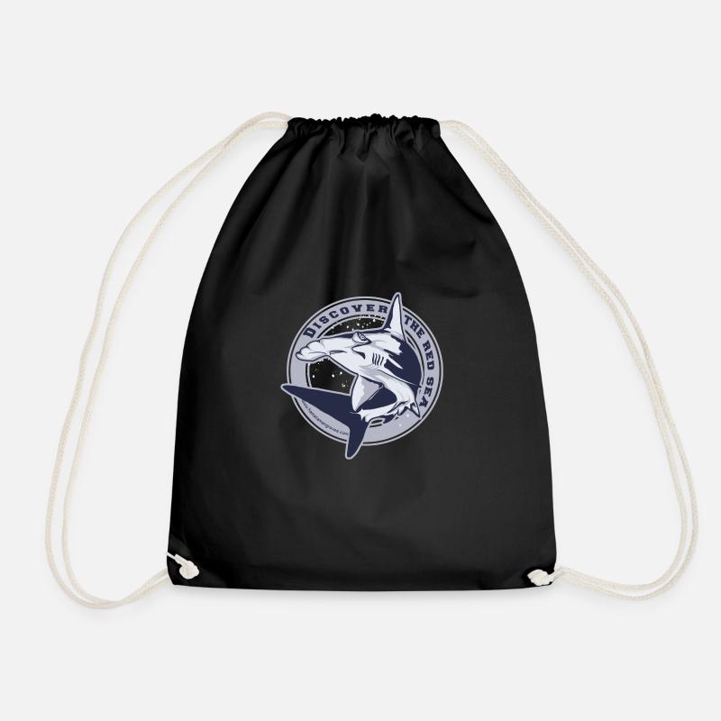 Hammerhead in circle - Drawstring Bag - black