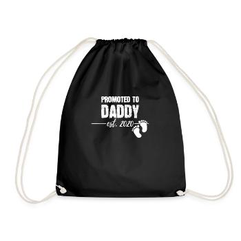 Promoted to Daddy 2020 Soon to be Dad Husband Gift - Drawstring Bag - black - Front
