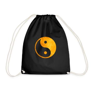 Gold Yin Yang, Yin Yang Symbol, Yin Yang Taoismus - Turnbeutel - Schwarz - Vorne