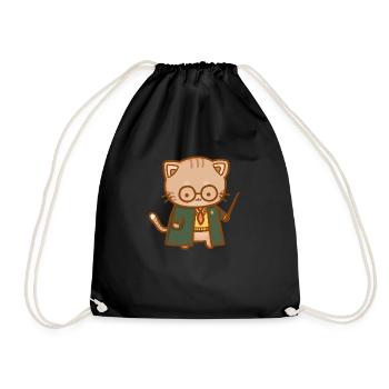 süße Katze in einer schuluniform und einem Stab - Turnbeutel - Schwarz - Vorne