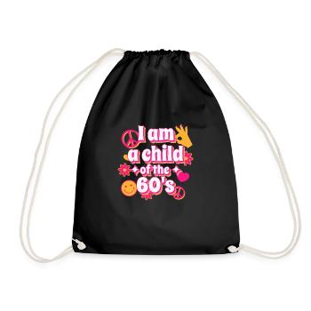 I am a child of the 60s Original Design - Drawstring Bag - black - Front