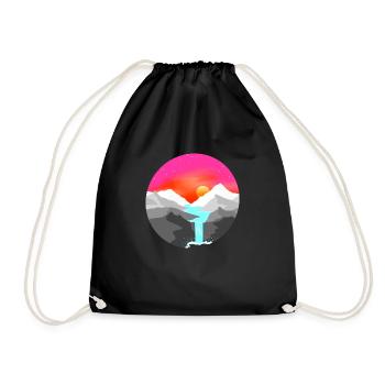 Landscape Digital Painting Sunset in the Mountain - Drawstring Bag - black - Front