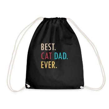 Best Cat Dad Ever Retro - Drawstring Bag - black - Front