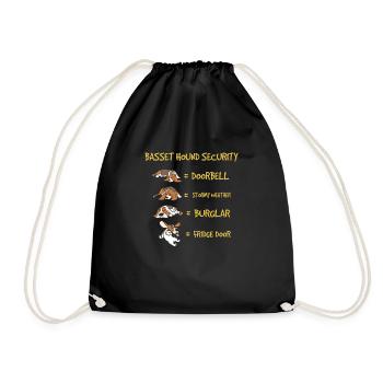 Basset Hound Safety Funny Dog Pet Owner - Drawstring Bag - black - Front