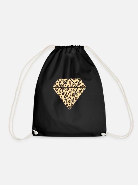 Diamant Leopardenmuster - Turnbeutel - Schwarz